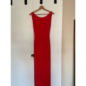 Long formal red Bebe dress